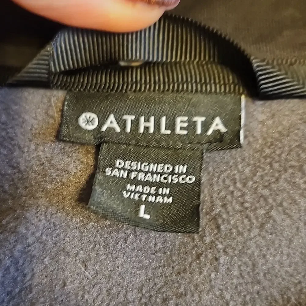 Athleta Triumph full zip black & gray camo hoodie warm up jacket, L - Picture 10 of 11